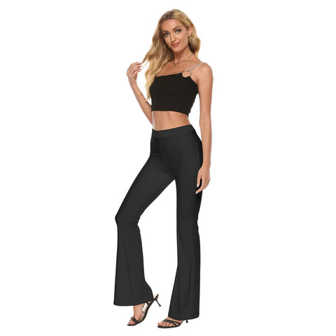 Black All-Over Print Women's Skinny Flare Pants