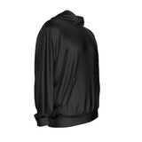 Black All-Over Print Men's Drop Shoulder Patch Pocket Hoodie