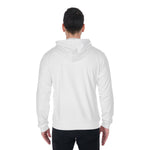 White All-Over Print Zip Up Hoodie With Pocket