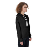 Black All-Over Print Women's Raglan Pullover Hoodie