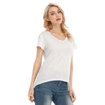 White All-Over Print Women's V-neck Short Sleeve T-shirt