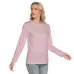 Pink All-Over Print Women's O-neck Long Sleeve T-shirt