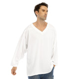 White All-Over Print Men's V-neck Ice Hockey Jersey