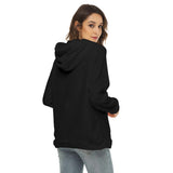 Black All-Over Print Women's Borg Fleece Hoodie With Half Zip