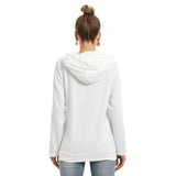 White All-Over Print Women's Crop Top Hoodie With Zipper Closure