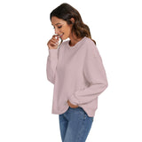 Pink All-Over Print Women's O-neck Imitation Knitted Sweater With Drop-shoulder