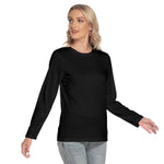 Black All-Over Print Women's O-neck Long Sleeve T-shirt