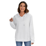 White All-Over Print Women's Heavy Fleece Zip-on-the-Side Hoodie