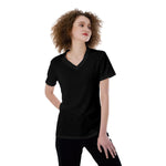 Black All-Over Print V-neck Women's T-shirt