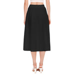 Black All-Over Print Women's Long Section Chiffon Skirt