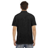 Black All-Over Print Men's Polo Shirt | Velvet