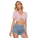 Pink All-Over Print Women's Knotted Crop Top