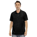 Black All-Over Print Men's Polo Shirt | Velvet