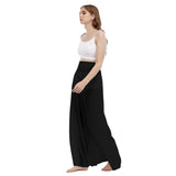 Black All-Over Print Women's High Waist Wide Leg Trousers