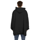 Black All-Over Print Unisex Sherpa Fleece Hoodie Blanket